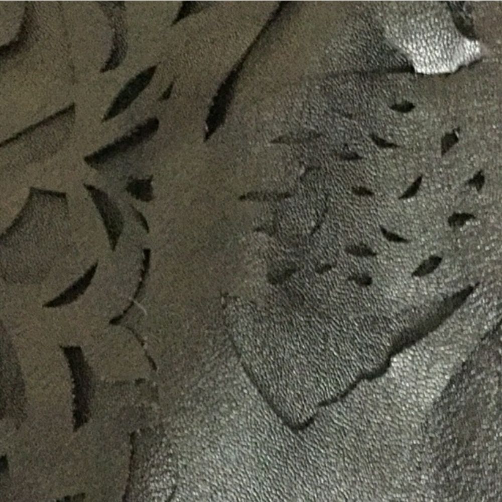 Women's Black Pencil Skirt with Láser Cut Detail - Picture 2 of 5